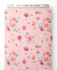 Tissu - Roses et petites fleurs colorées