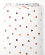 Tissu - Pois marron et orange