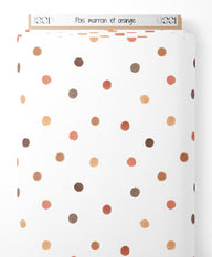 Tissu - Pois marron et orange