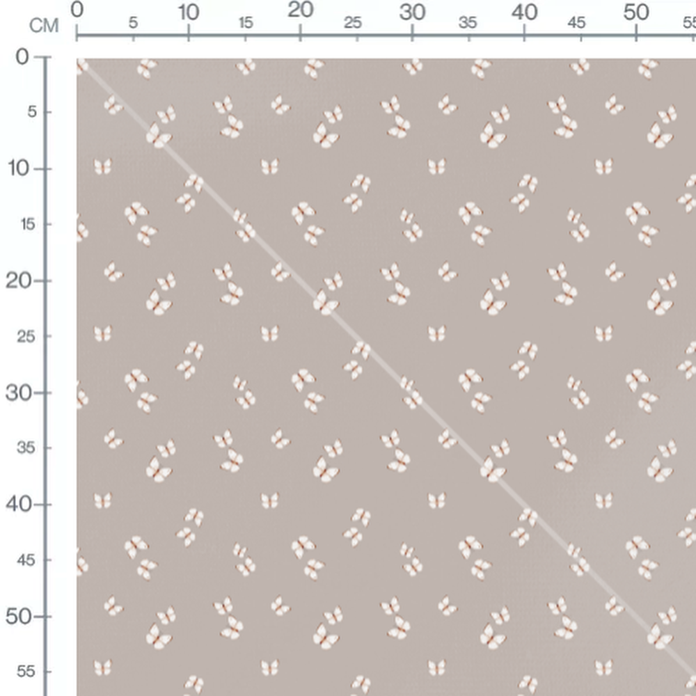 Tissu - Papillons élégants sur taupe