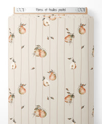 Tissu - Poires et feuilles pastel