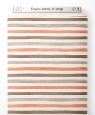 Tissu - Rayures marron et orange
