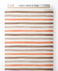 Tissu - Rayures marron et orange