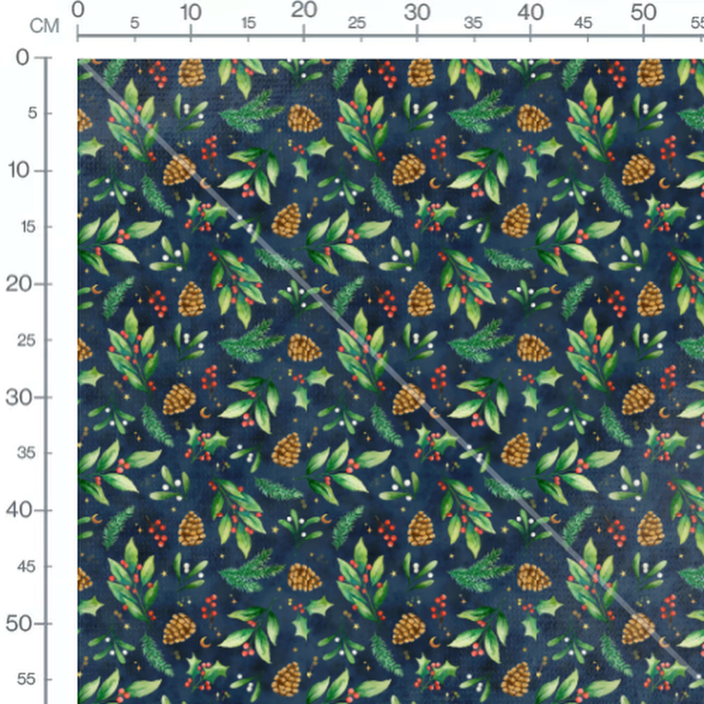 Tissu - Branches et pommes de pin