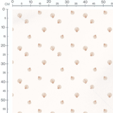 Tissu - Coquillages beige sur blanc