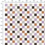 Tissu - Carreaux vintage marron et violet