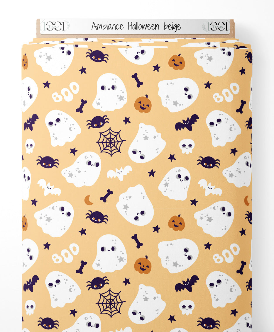 Tissu - Ambiance Halloween beige