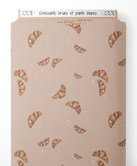 Tissu - Croissants bruns et points blancs