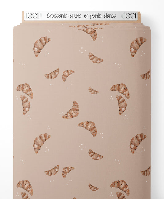Tissu - Croissants bruns et points blancs