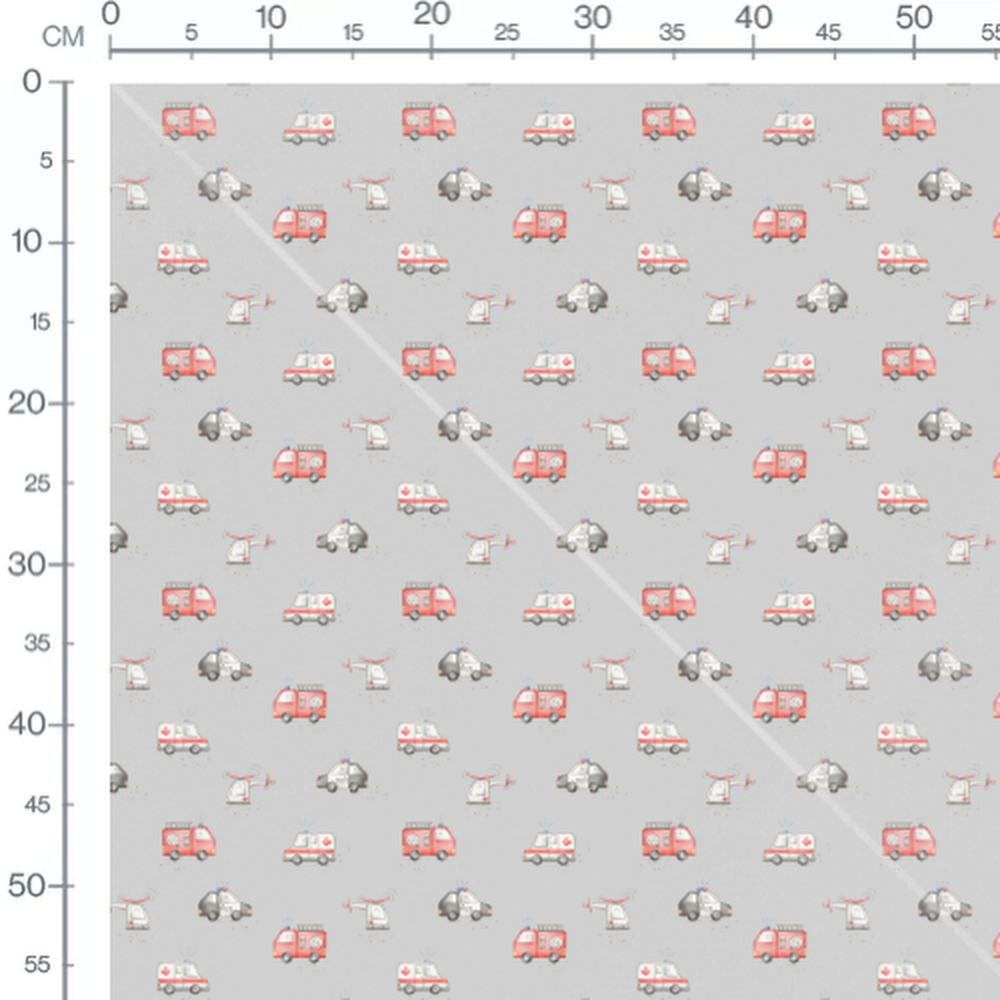 Tissu - Véhicules d'urgence sur fond gris