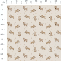 Tissu - Petits sangliers sur fond beige