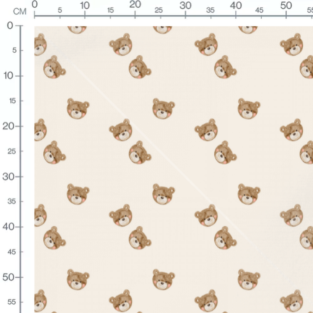Tissu - Oursons marron doux et ronds