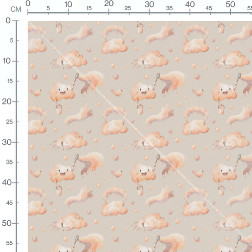 Tissu - Nuages joyeux et arc-en-ciel