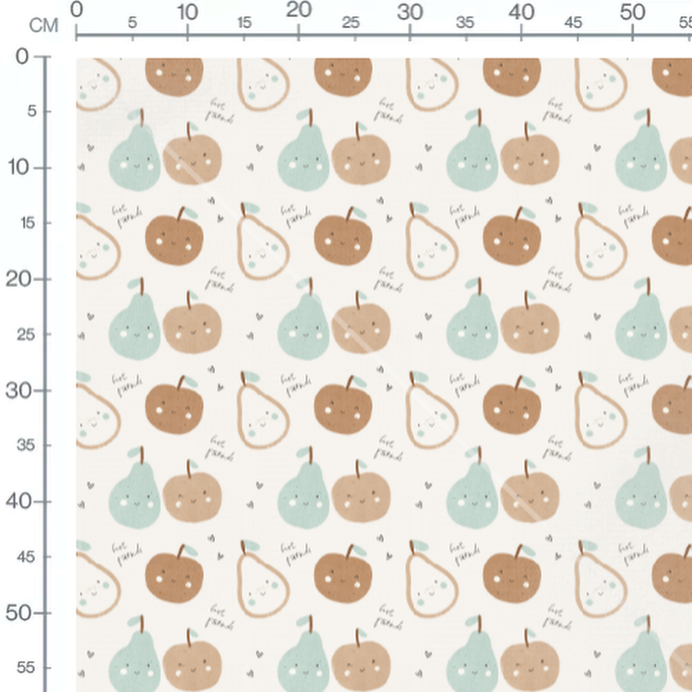 Tissu - Poires et pommes joyeuses