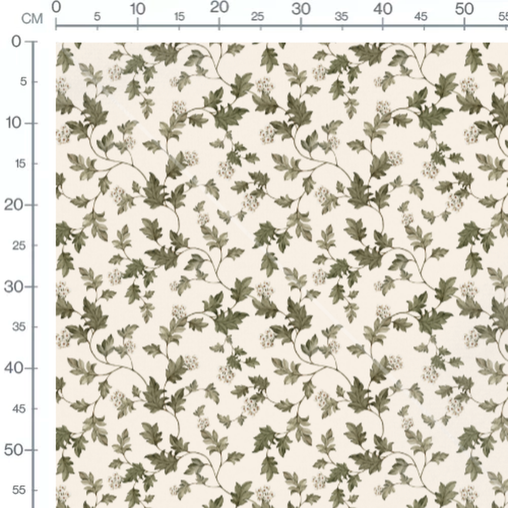 Tissu - Feuilles et fleurs délicates