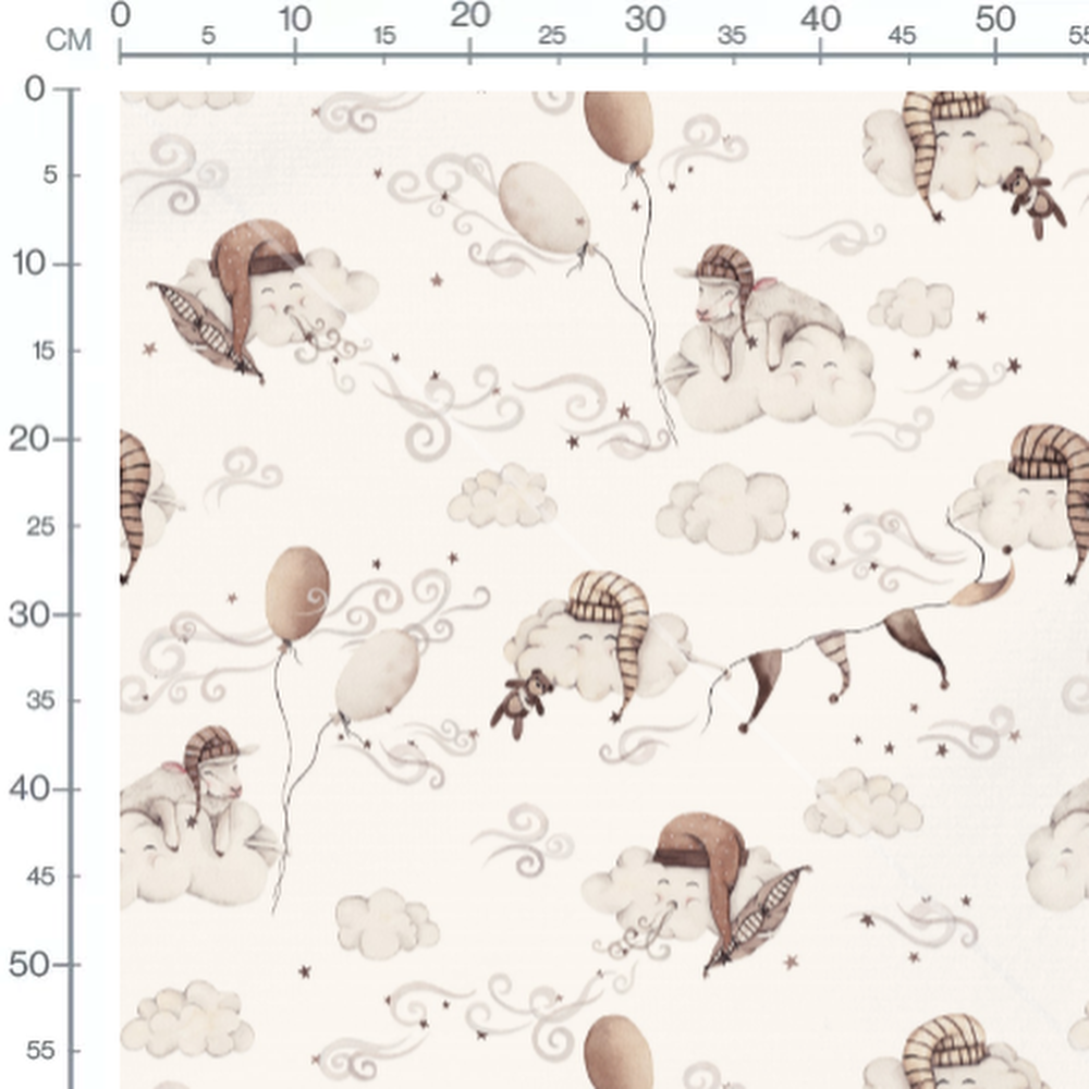 Tissu - Nuages rêveurs et ballons