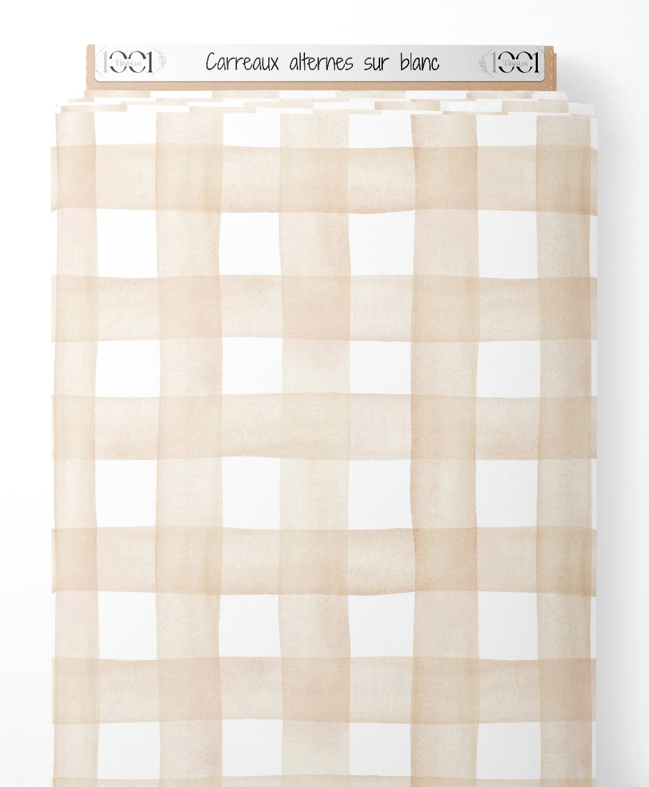 Tissu - Carreaux alternés sur blanc