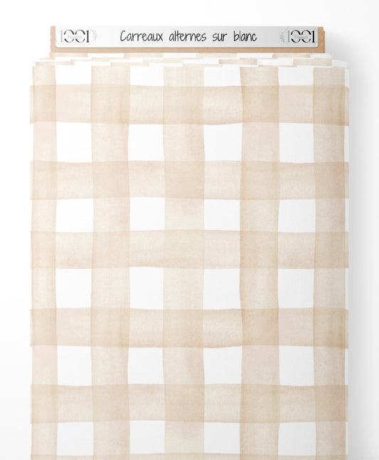 Tissu - Carreaux alternés sur blanc