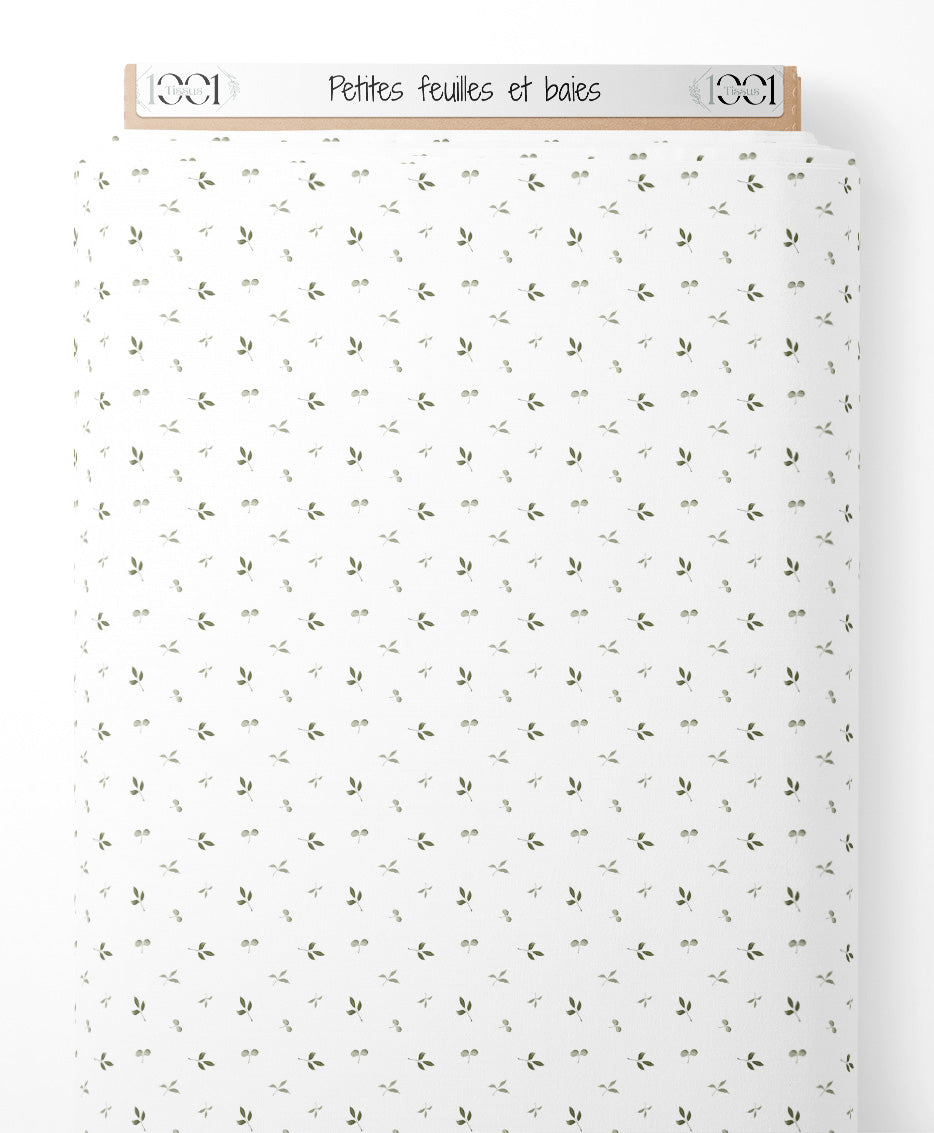 Tissu - Petites feuilles et baies