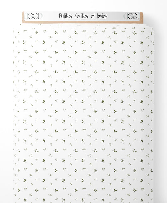 Tissu - Petites feuilles et baies