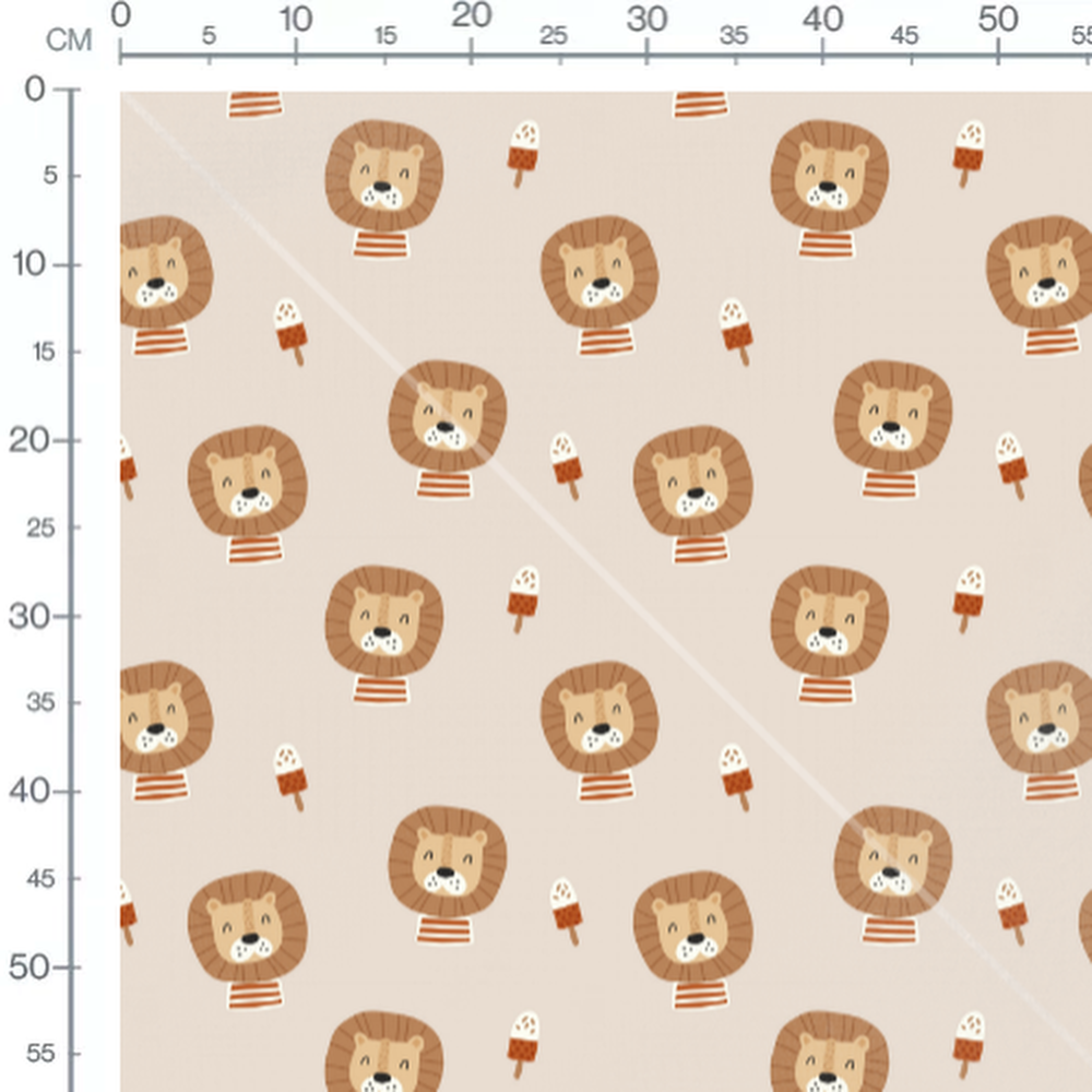 Tissu - Lions et glaces amusants