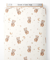Tissu - Oursons et lunes beige