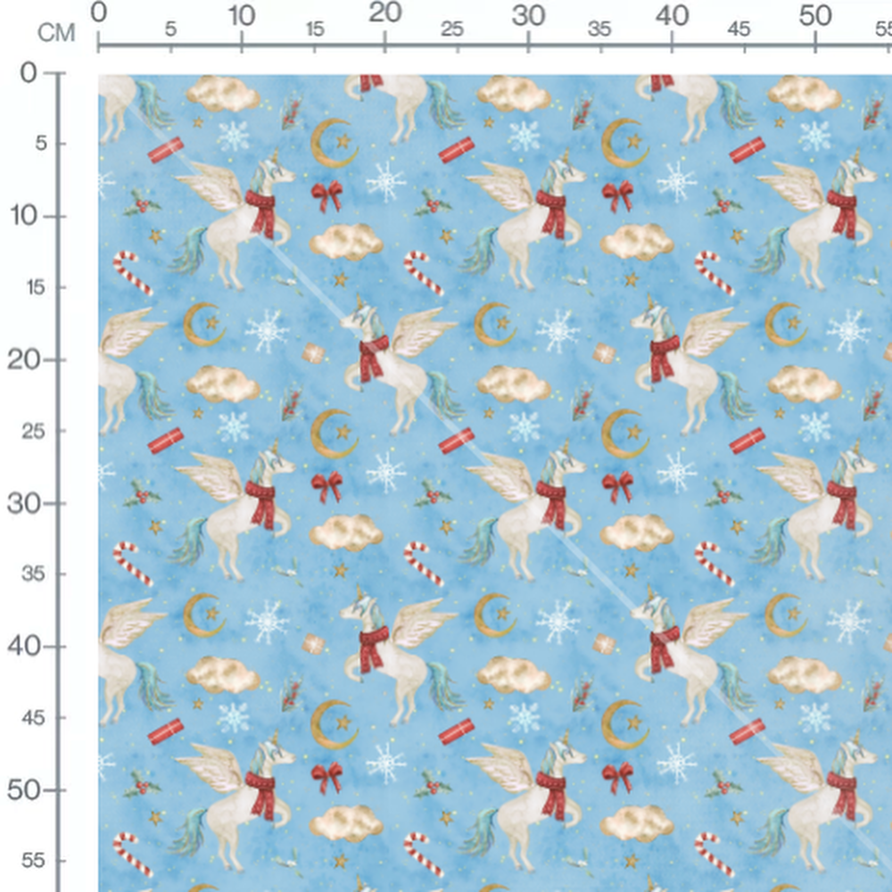 Tissu - Licornes et symboles festifs