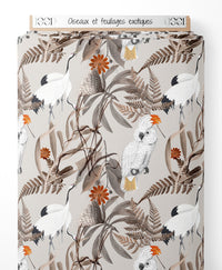Tissu - Oiseaux et feuillages exotiques