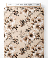 Tissu - fleurs beige leopard