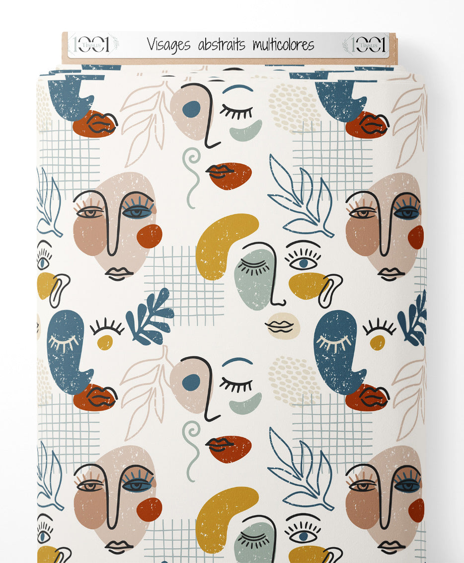 Tissu - Visages abstraits multicolores