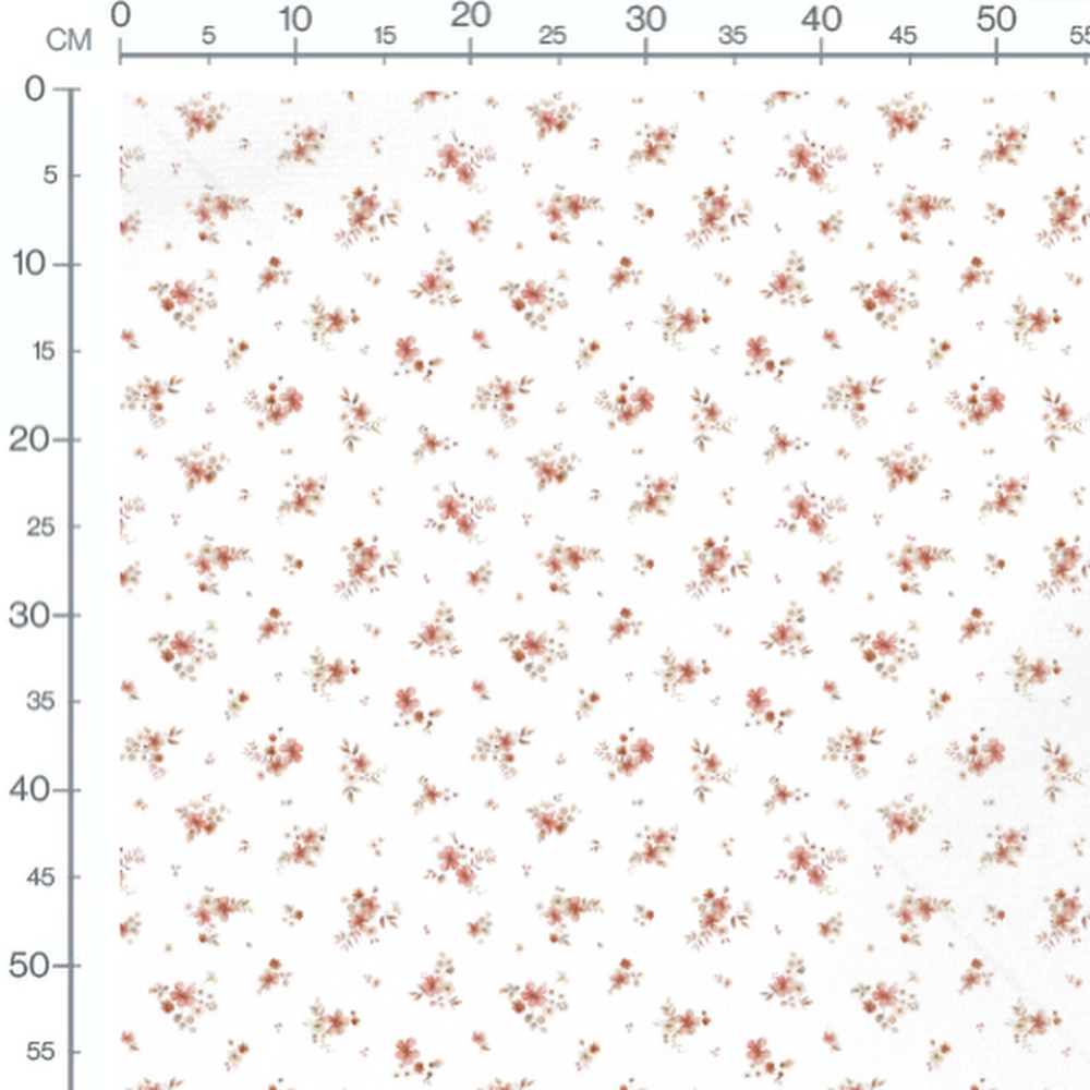 Tissu - Fleurs roses et beige blanc