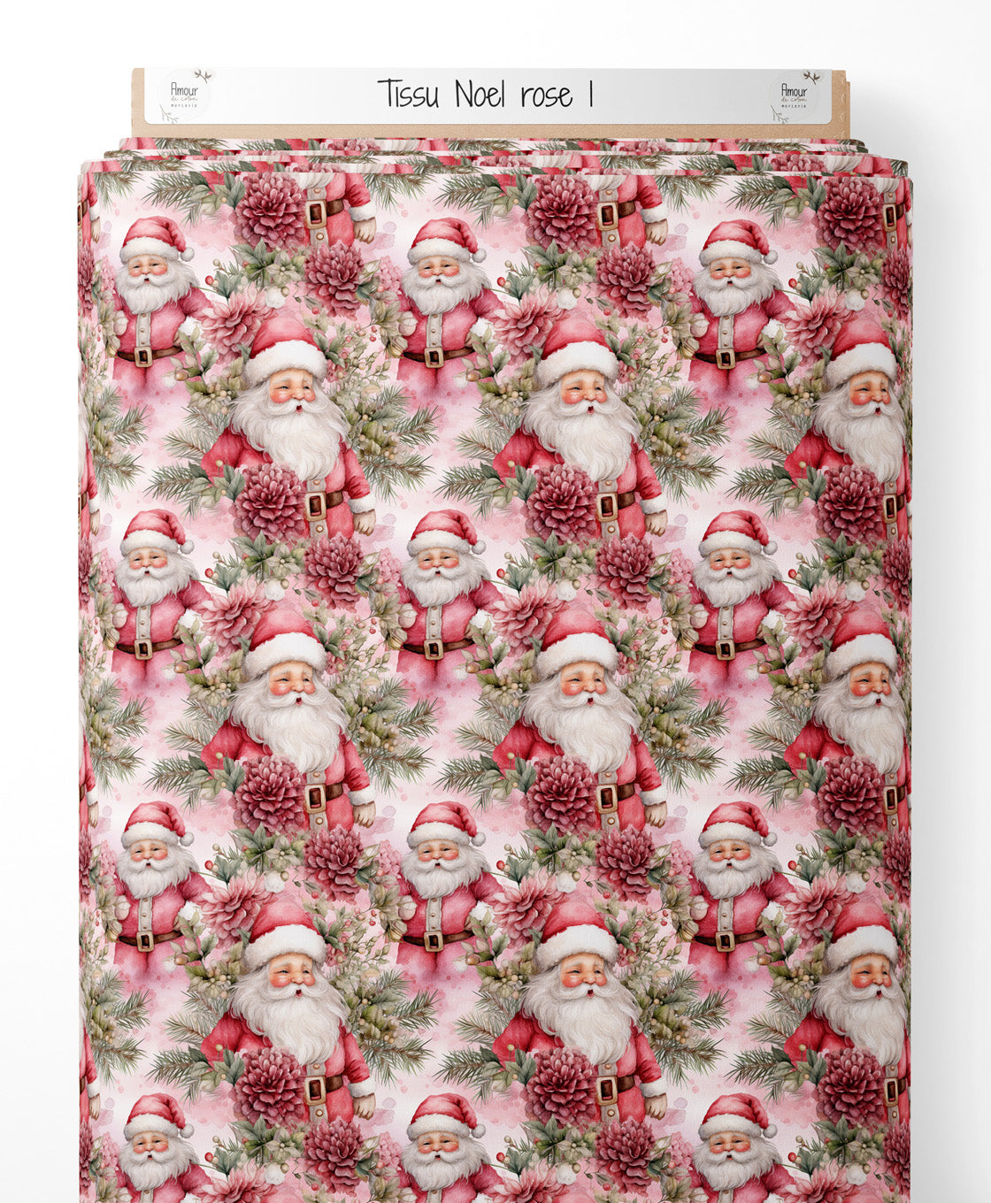 Tissu - Noel rose 1