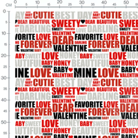 Tissu - Mots d'amour multicolores