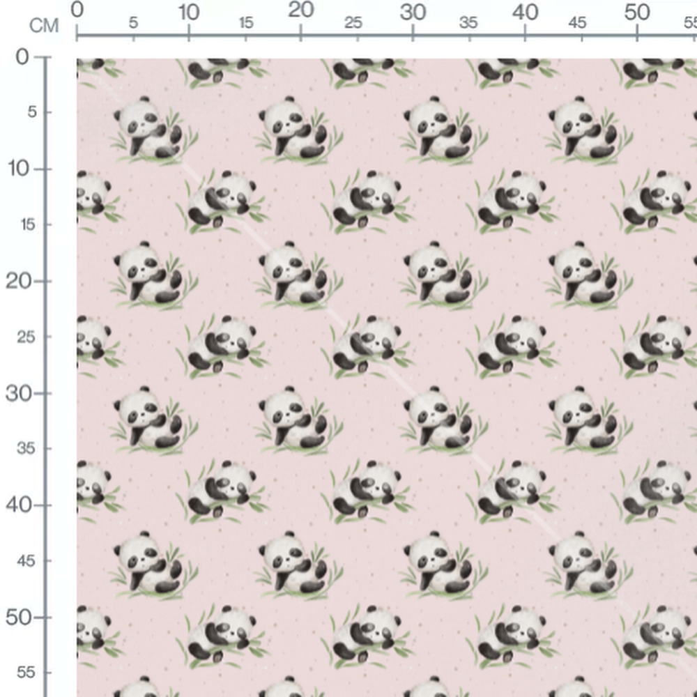 Tissu - Pandas sur fond rose