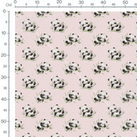 Tissu - Pandas sur fond rose