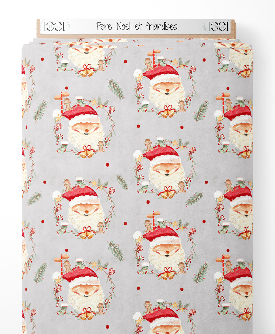 Tissu - Père Noël et friandises