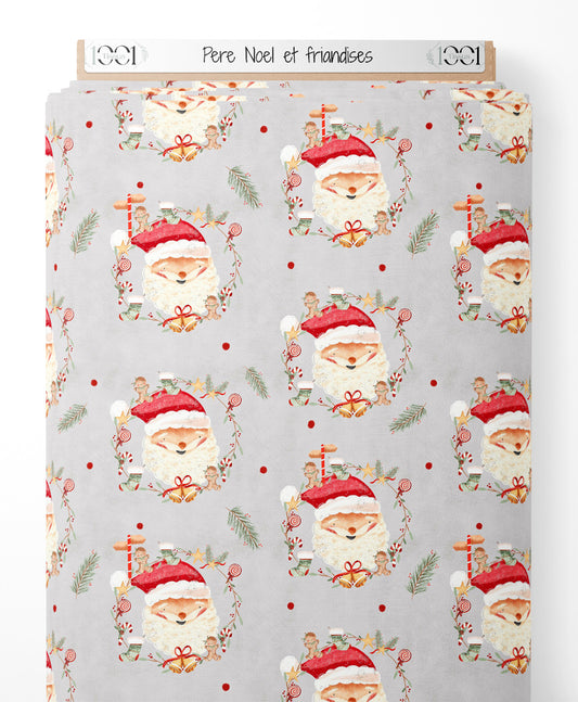 Tissu - Père Noël et friandises