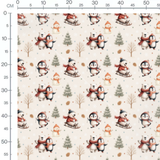 Tissu - Pingouins et ours en hiver