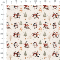 Tissu - Pingouins et ours en hiver