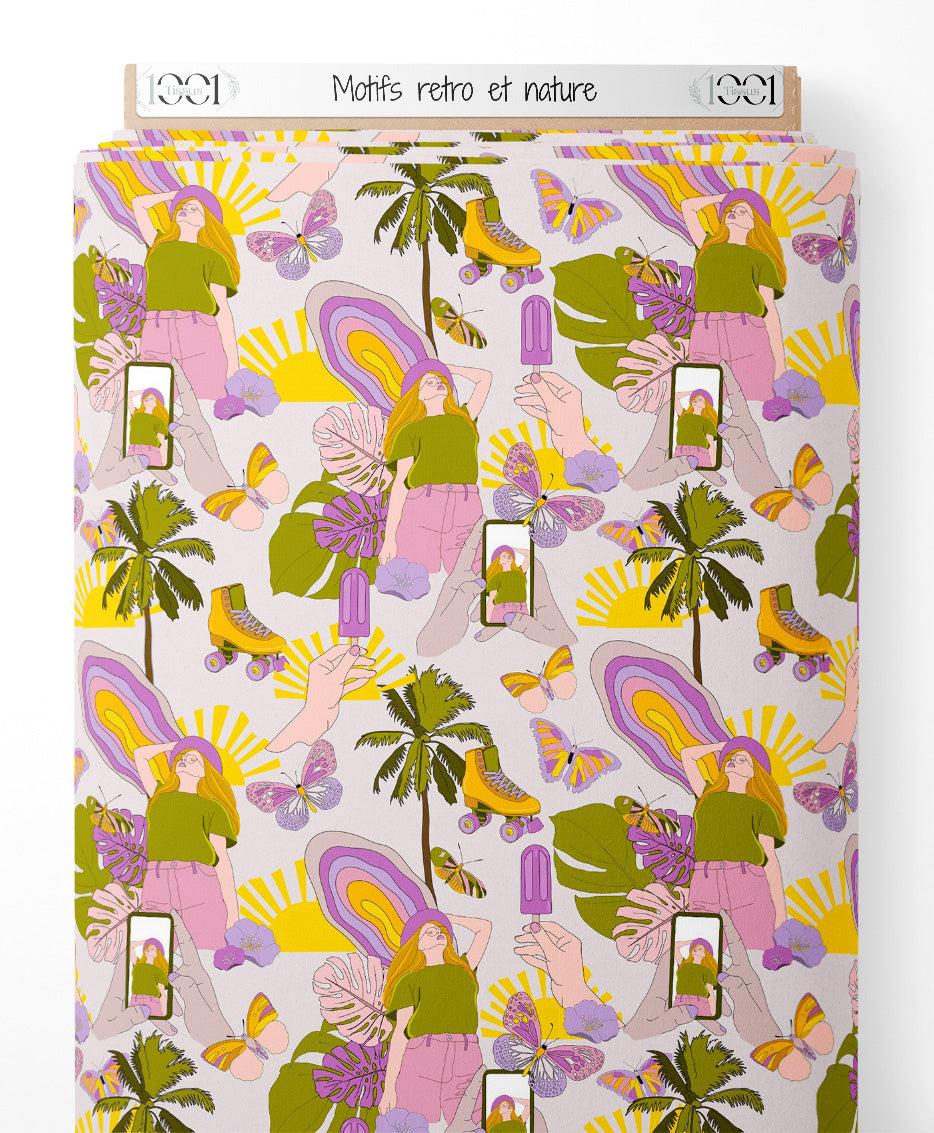 Tissu - Motifs rétro et nature