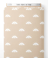 Tissu - Soleils stylisés sur beige