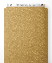 Tissu - Pois blancs variés sur beige