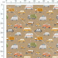 Tissu - Véhicules variés et taxis