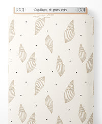 Tissu - Coquillages et points noirs