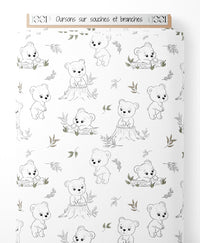 Tissu - Oursons sur souches et branches
