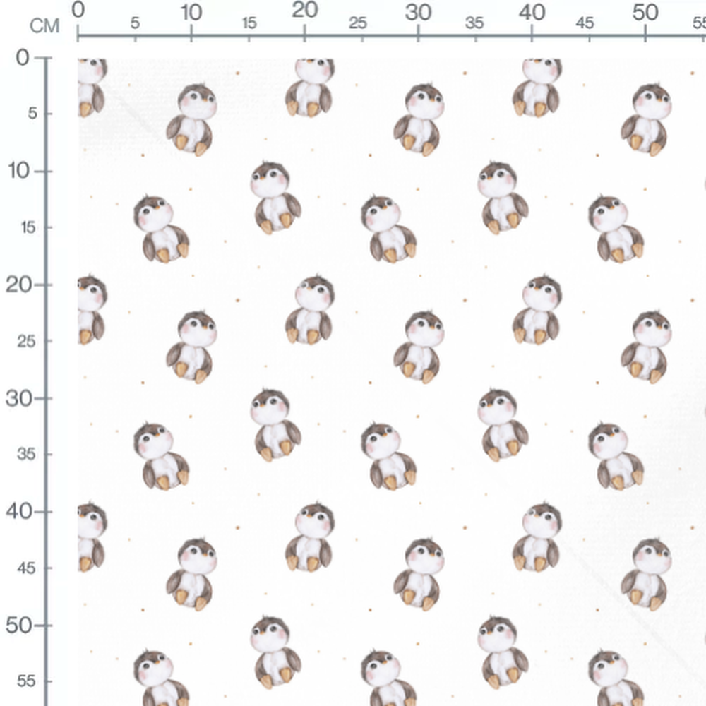 Tissu - Pingouins aquarelle fond blanc
