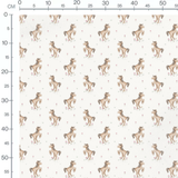 Tissu - Chevaux bruns sur fond blanc
