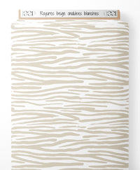 Tissu - Rayures beige ondulées blanches