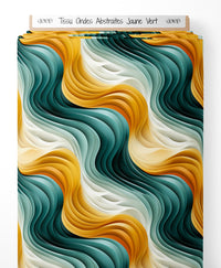 Tissu - Ondes Abstraites Jaune Vert