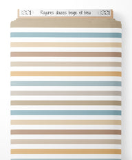 Tissu - Rayures douces beige et bleu